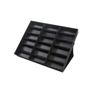 18 Grid Eyeglass Display Case, Velvet Lined Jewelry Organizer Box with Clear Lid, Multi Layer Stackable Glasses Collector Showcase for Retail Store, Luxury Sunglasses Watch Rings Tray Storage Organizer