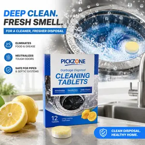 PICKZONE Garbage Disposal Cleaner Deodorizer Tablets,  Mineral & Plant-Based Eco-Friendly Fresh Lemon Foam Sink, Garburator, Disposer Freshener