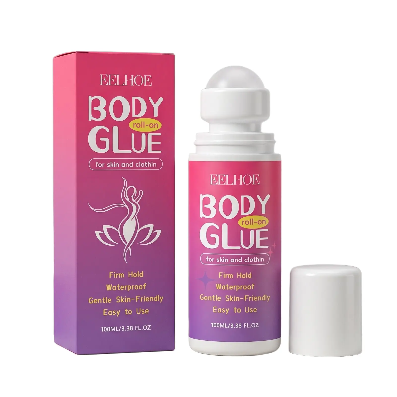 Roll-On Body Glue for Skin & Clothes – Waterproof Firm Hold Adhesive, Gentle Skin-Friendly Formula, Easy Application for Clothing, Socks, Bras & Costumes (100ml)