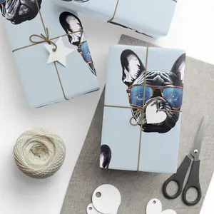 Dapper Sunglass Wearing Frenchie Bulldog Premium Eco Friendly Decorative Gift Wrapping Paper