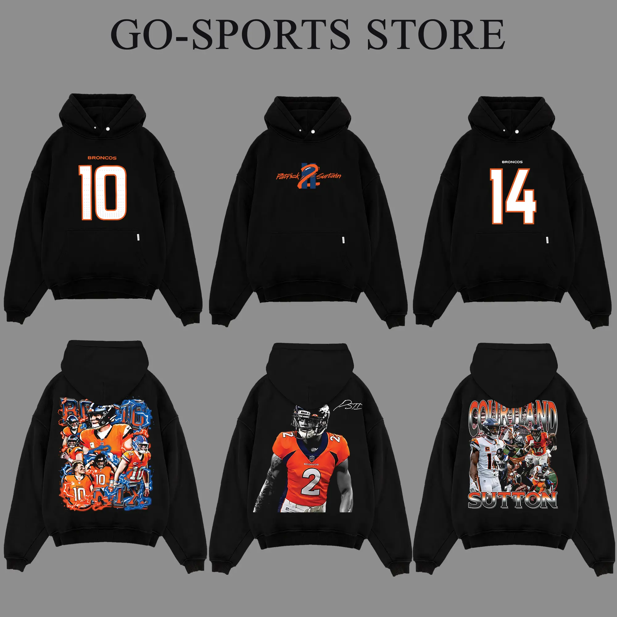 [Go-Sports] All DV Broncos Players For Broncos Country Premium Cotton Hoodie (Made In US), Broncos Football Outfit, Bo Nix Patrick Surtain Courtland Sutton Fan Game Day Outfits, Gift For Football Fans, Football Graphic Hoodie