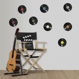 8pc Classic Music Vinyl Wall Stickers for Home Decoration, Ideal for Bedroom Living Room and Dormitory Decor, Music-Themed Stickers for Wall Art