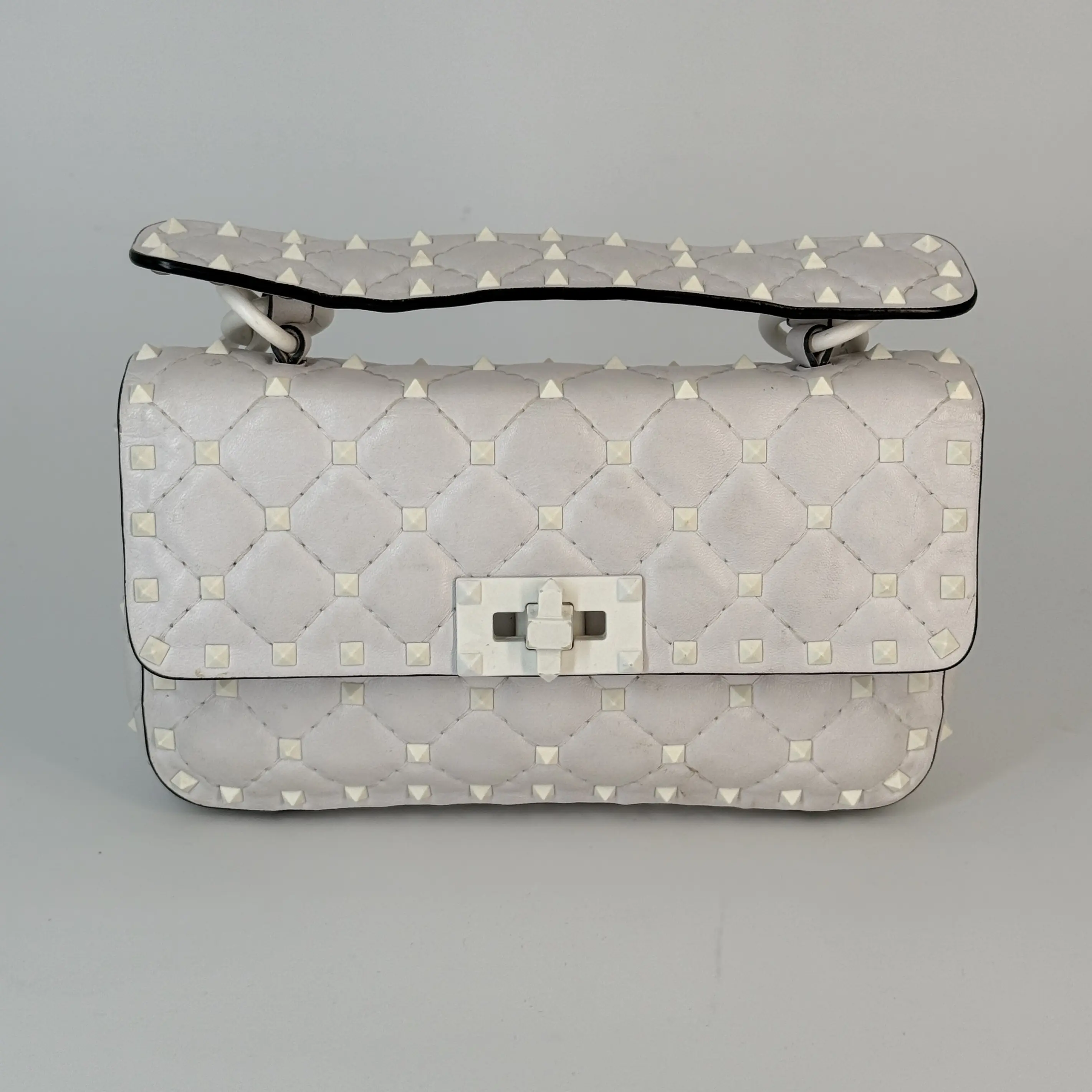 Pre-owned Valentino Spike Leather Shoulder Bags White Rockstud Shoulder Bag