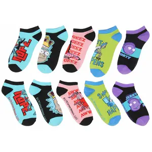 Rick and Morty Men's Mix and Match Ankle No-Show Socks 5 Pair Pack