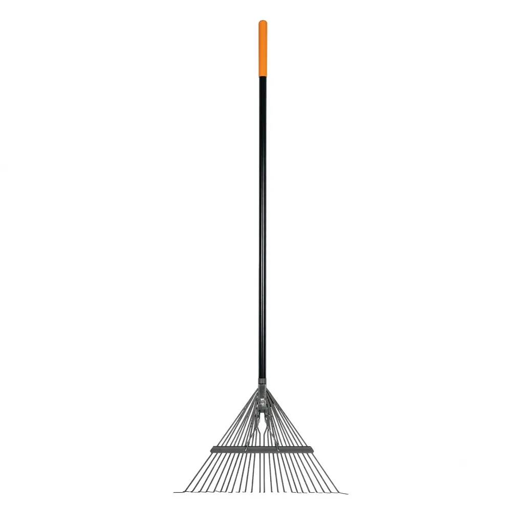 Garden Rake, Metal Tine Leaf Rake with Fiberglass Handle, 62", Black.