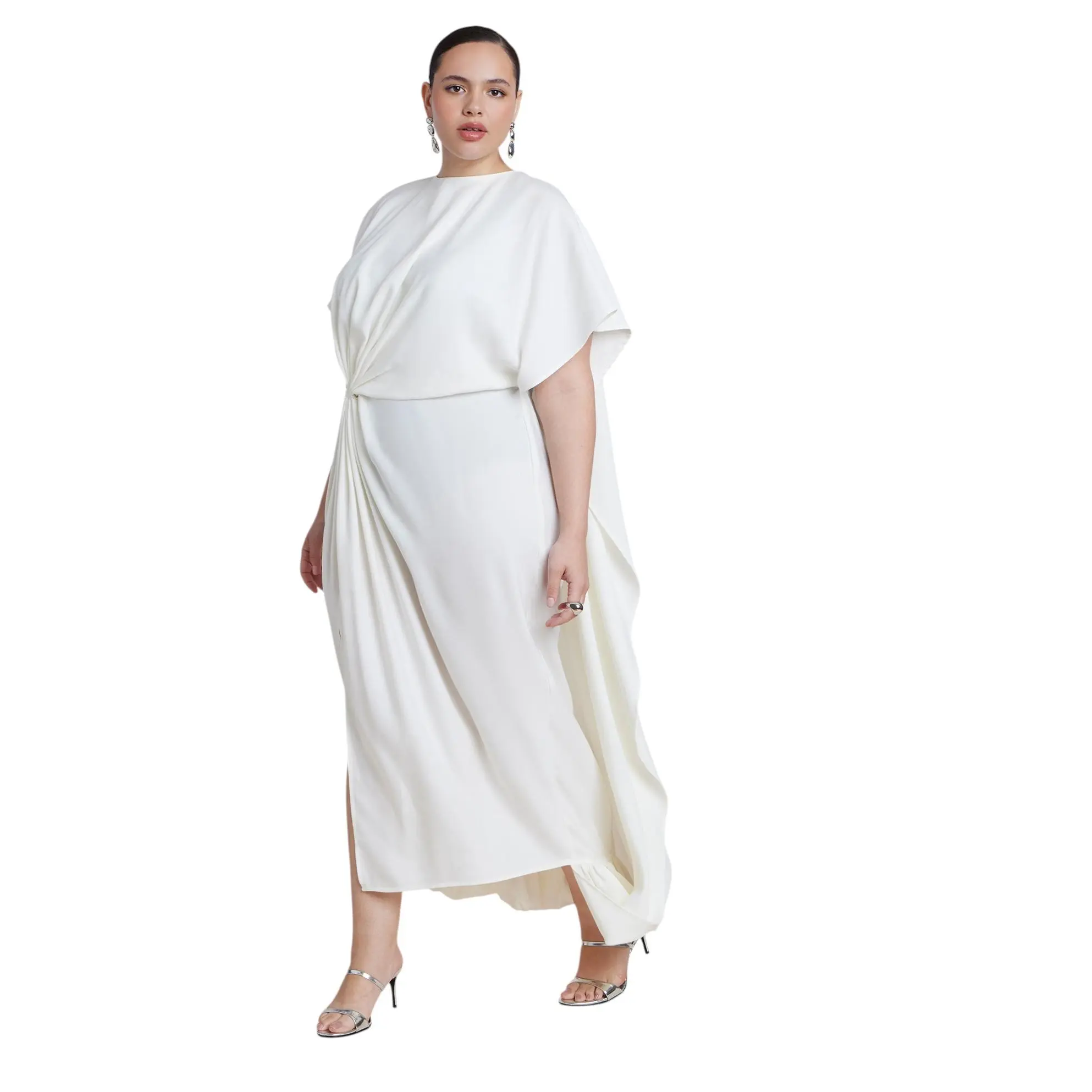 ELOQUII Women's Plus Size Draped Cape High-Low Maxi Dress