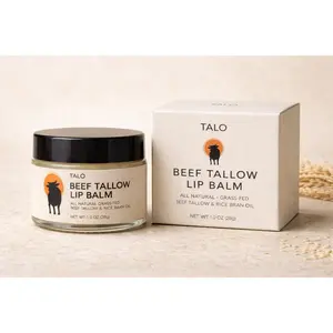 TALO Beef Tallow Lip Balm — Grass-Fed, All Natural — 9 Ingredients, No Petroleum, No Fragrance — Ancestral Formula for Soft, Smooth, Moisturized, Hydrated Lips