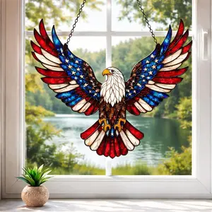 Acrylic Eagle Suncatcher, 4th of July Patriotic Window Hanging, American Flag Bald Eagle Decor, Independence Day Acrylic Ornament