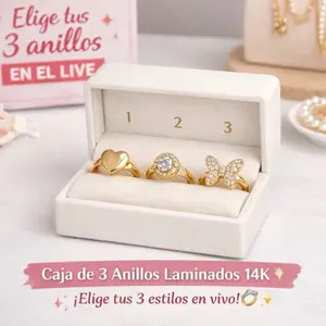 Elige tus 3 anillos favoritos en live. Laminado 14 k