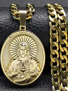 Pendant Necklace, Cuban Chain Necklace, Stainless Steel Jewelry for Party, Daily Clothing Decor, Trendy All-match & Exquisite Jewelry for Birthday Gift, Non Tarnish Jewelry