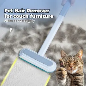 Pet Hair Removal Tool with Extra Long Handle Cat/Dog Hair Remover for Cat Lint Scraping on Furniture, Carpets, Clothing, Bedding, Automobiles, Windows, and Bedsprings. chom  chom  roller reusable pet hair remover glove