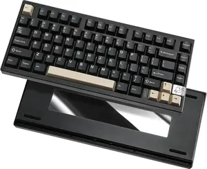 AL75 PRO 75% Wireless Mechanical Gaming Keyboard,Full Aluminum Cnc,Bt/2.4G/Wired,Pbt Keycaps,Gasket Mounted Hot Swap,Custom RGB Backlight, Programmable for Mac/Win (Black, Cocoa Cream V2)