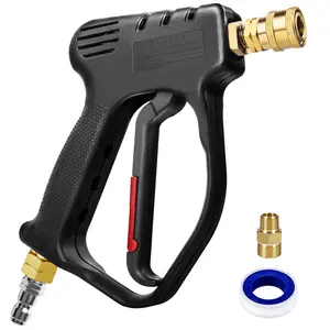 Short Pressure Washer Gun, 4000 PSI High Power Washer Spray Gun, 10.5 GPM Foam Gun with 3/8'' Swivel Quick Connect, Pressure Washer Handle with M22-14mm Adapter for Extension Wand & Hose
