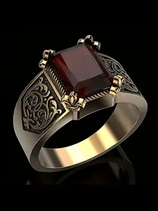 Vintage Men's Elegant Zircon Ring, Side Pattern Design, Wedding Engagement Party Jewelry Gift, 1pcs Fine Accessory