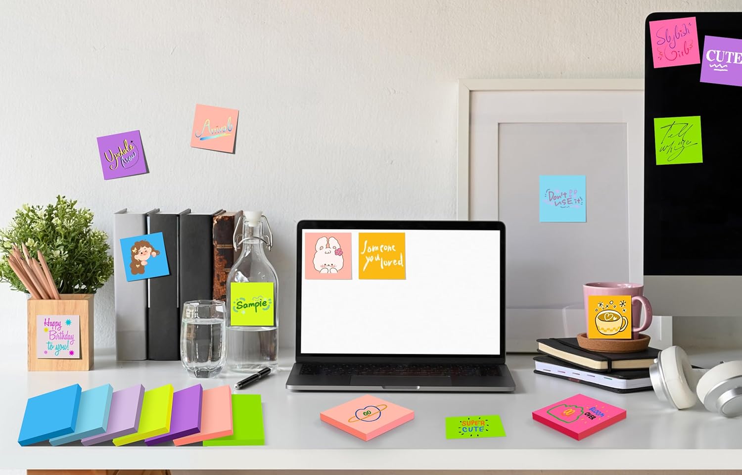 (18 Pads) Sticky Notes 3x3 inch, Self-Stick Pads Bright Colors Sticky Note, Recyclable, Easy to Post for Home, Office, Notebook (18 Pads) Sticky Notes 3x3 inch, Self-Stick Pads Bright Colors Sticky Note, Recyclable, Easy to Post for Home, Office, Notebook