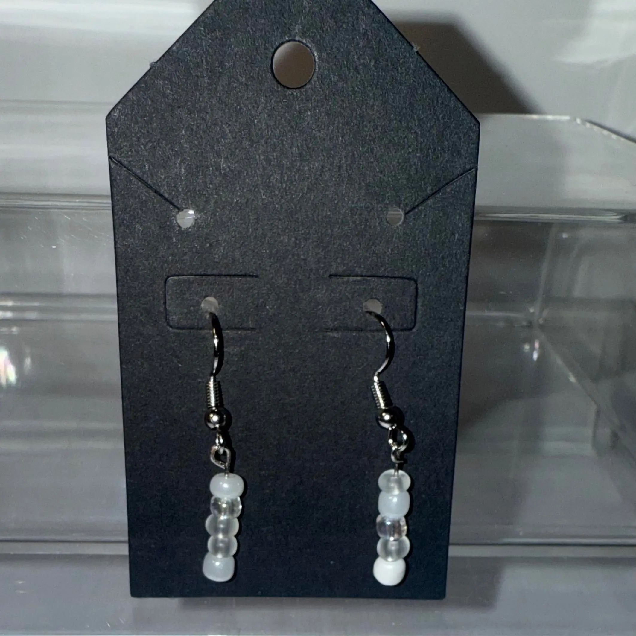 Handmade white beaded Earrings