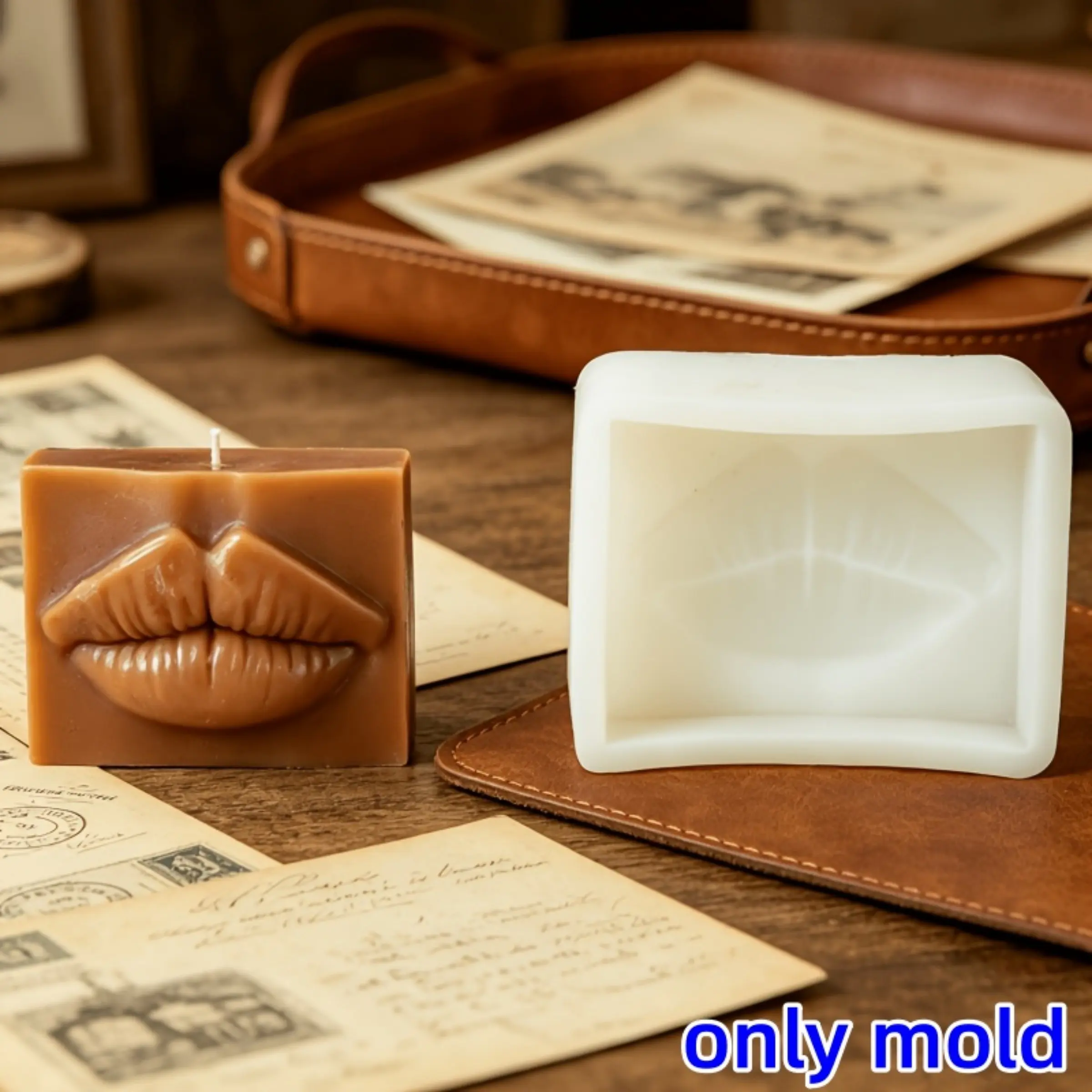 3D Realistic Sexy Lip Candle Silicone Mold DIY Kiss Lip Shape Candle Mould Handmade Soap, Plaster, Resin Casting, Home Decor Desktop Ornament Craft Tool