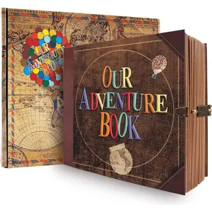 Our Adventure Book Travel Diary Photo Book,Scrapbook, Photo Album,Retro Style Travel Souvenir, Vintage Guestbook DIY Anniversary Wedding Travel Writing Baby Friend Gift, Heartfelt Present