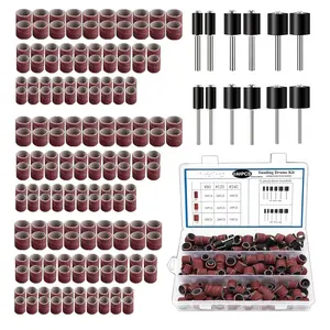 Sanding Drum Set for Dremel Rotary Tools-Includes 138  Oxide Sanding Sleeves for Drum Sanders (80,120,240 Grit) and 12 Drum Mandrels-Sanding Bits Tool Accessories with Box