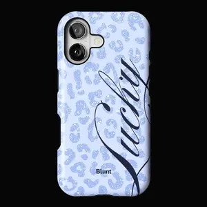 Blunt Purple Leopard Sparkle Lucky Case for iPhone 16 15 14 Pro Max | Aesthetic Peri Lavender Cheetah Pattern Printed Cover | Preppy Lucky Graphic Printed Case