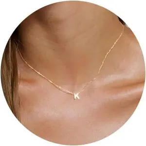 Initial Necklaces for Women,Dainty  Plated Letter Necklace Name Personalized Monogram Pendant Necklace Simple Cute Initial Necklace Choker Necklace for Women Trendy   Gifts