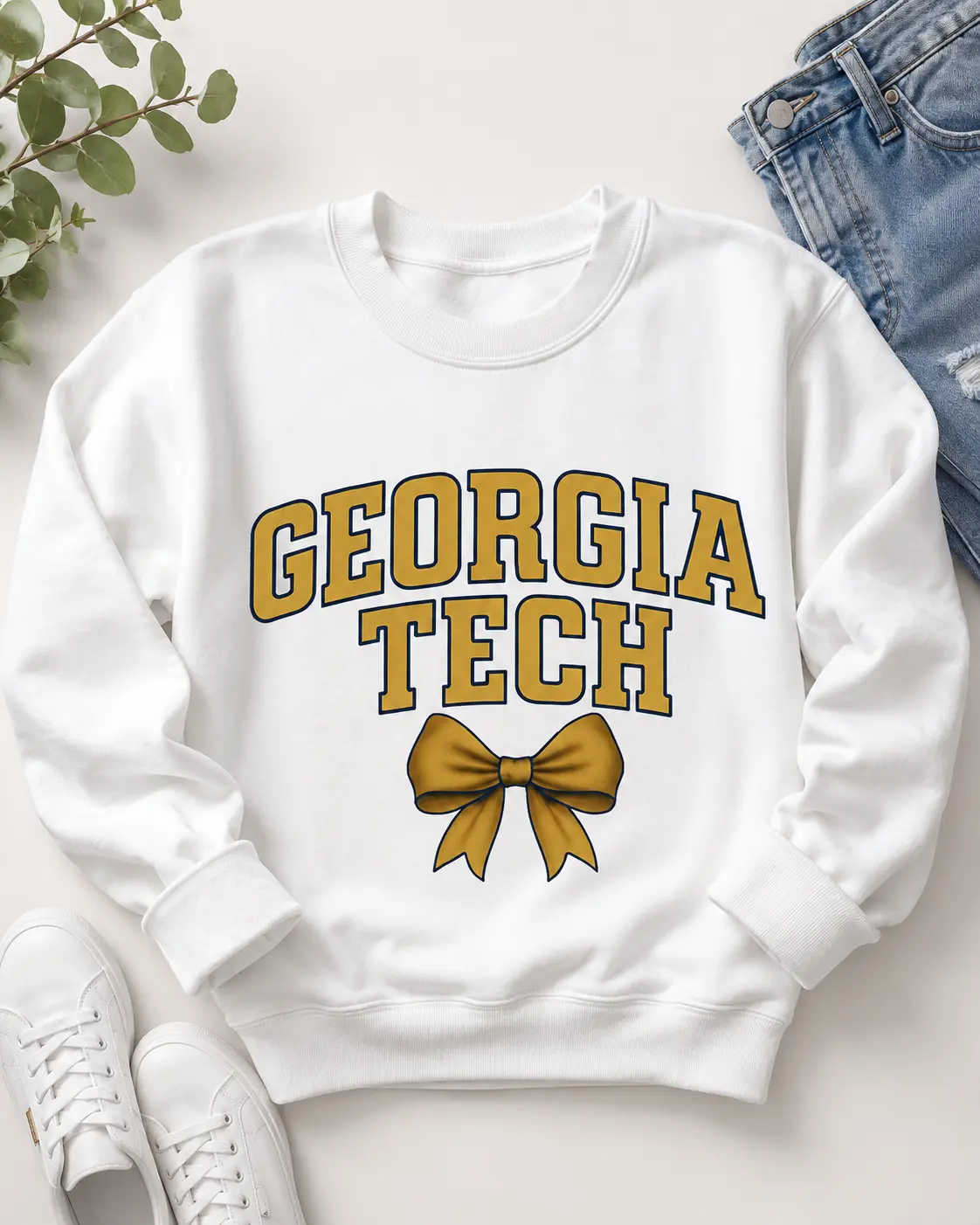 Georgia Tech bow crewneck sweatshirt | collegiate gold logo