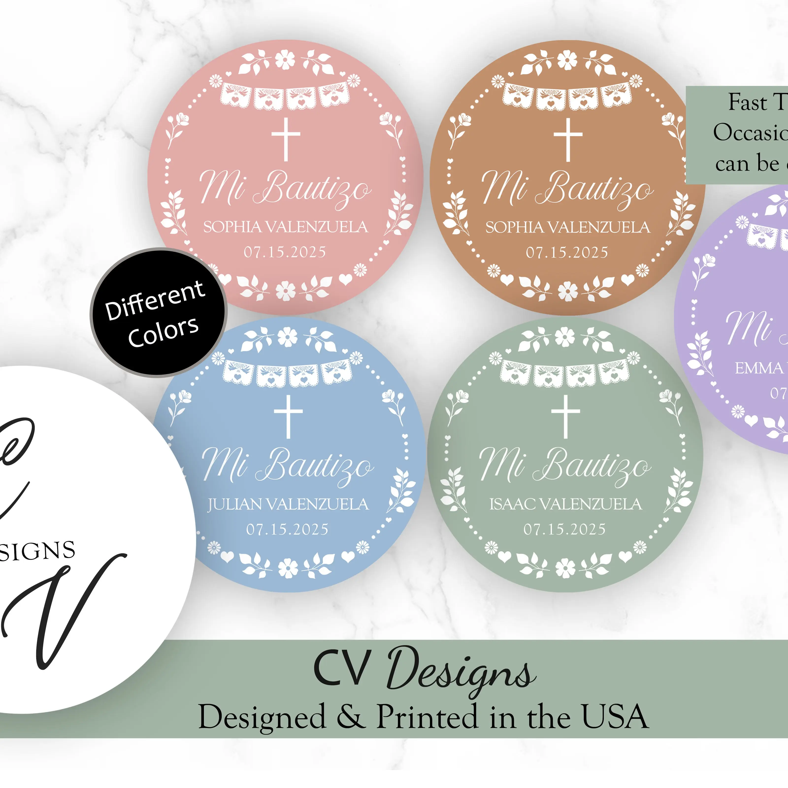 Cielito Lindo Baptism Birthday Stickers 2 Inches or 1.5 inches 100pcs Any Occasion