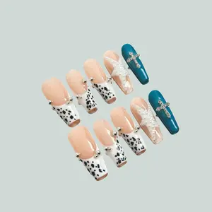 Glowi Nails | COWGIRL'S DALMATIAN | Glow-In-The-Dark Set | Luxury Designer Handmade 3D Press-on Nails