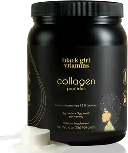 Black Girl Vitamins | Collagen Peptides Powder - Collagen for Skin, Hair & Nails - Unflavored Hydrolyzed Collagen Powder, Dairy-Free, Gluten-Free Collagen for Women and Men - 16oz