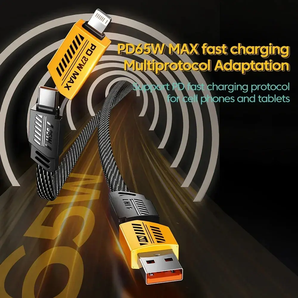 4-in-1 65W Convertible Fast Charging Cable for iPhone & USB-C Devices Add to cart Buy now | Multi-Device Support | High-Speed | Compact & Tangle-Free