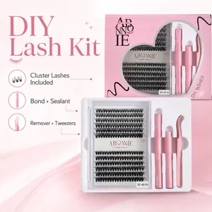 Lash Clusters Kit Natural Individual Lashes Wispy Eyelash Set Mixed Length Individval Eyelash Extensions Kit,Self Grafting False Eyelashes with Tweezers&Glue&Remover,Prefessional Eye Makeup Accessories for Women，Gift For GirlFriend