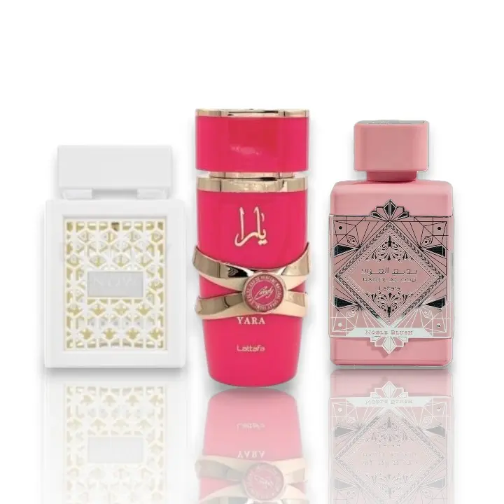 Oudlash Bundle | Lattafa | Rave Now White + Noble Blush + Yara Candy | Women's Fragrance | 100 ML - 3.4 OZ | Eau De Parfum | Black Currant - Green Tangerine & Strawberry Fizz Candy
