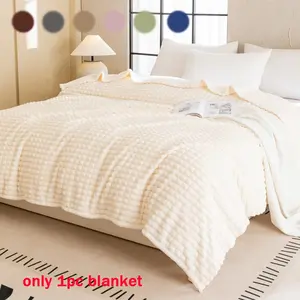 1pc Blanket, Premium Cream-Colored Minimalist Solid-Color Blanket, Warm Velvet Ultra-Cozy Throw Blanket, Minimalist Nordic Style, Soft and Skin-Friendly for All Seasons, Versatile Blanket for Shawl, Bedding, Travel, and Multi-Purpose Use