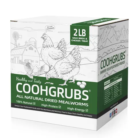 COOHGRUBS Dried Mealworms High-Protein Dry Food - 100% Natural Larvae, Free of Additives Healthy Supplement, 12 Months Shelf Life, Suitable for All Ages Farm Poultry to Boost Egg Production