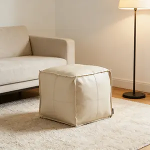 Faux Leather Padless Ottoman Cover Stylish Storage and Soft Seat for Room Living Room Home Decor No Filling