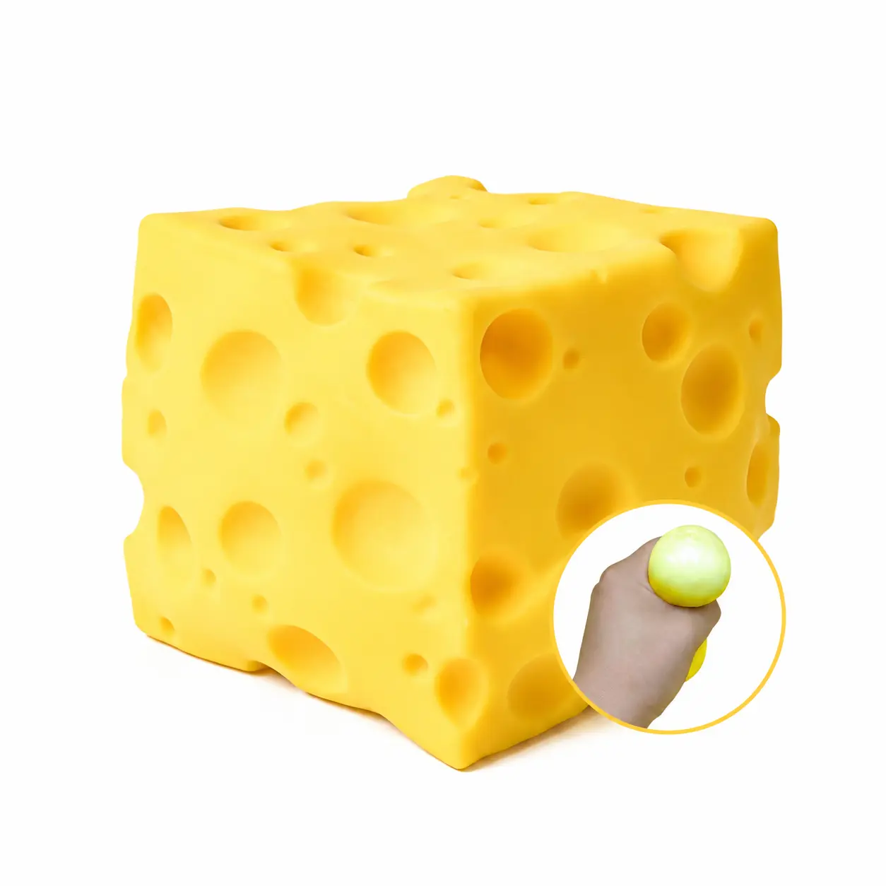 Premium Soft Rubber Cheese Squishy Block Fidget Toy - Silent Fidget, Fast Rebound Stress Relief Fingertoy, Unisex Desk Ornament, Ideal Present for Teens+Adults, Classroom Prize