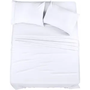 Utopia Bedding Queen Bed Sheets Set - 4 Piece Bedding - Brushed Microfiber - Shrinkage and Fade Resistant - Easy Care (Queen, White)