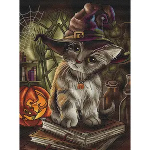 Sweet Little Witch. Halloween Kitten - PDF Cross Stitch Pattern
