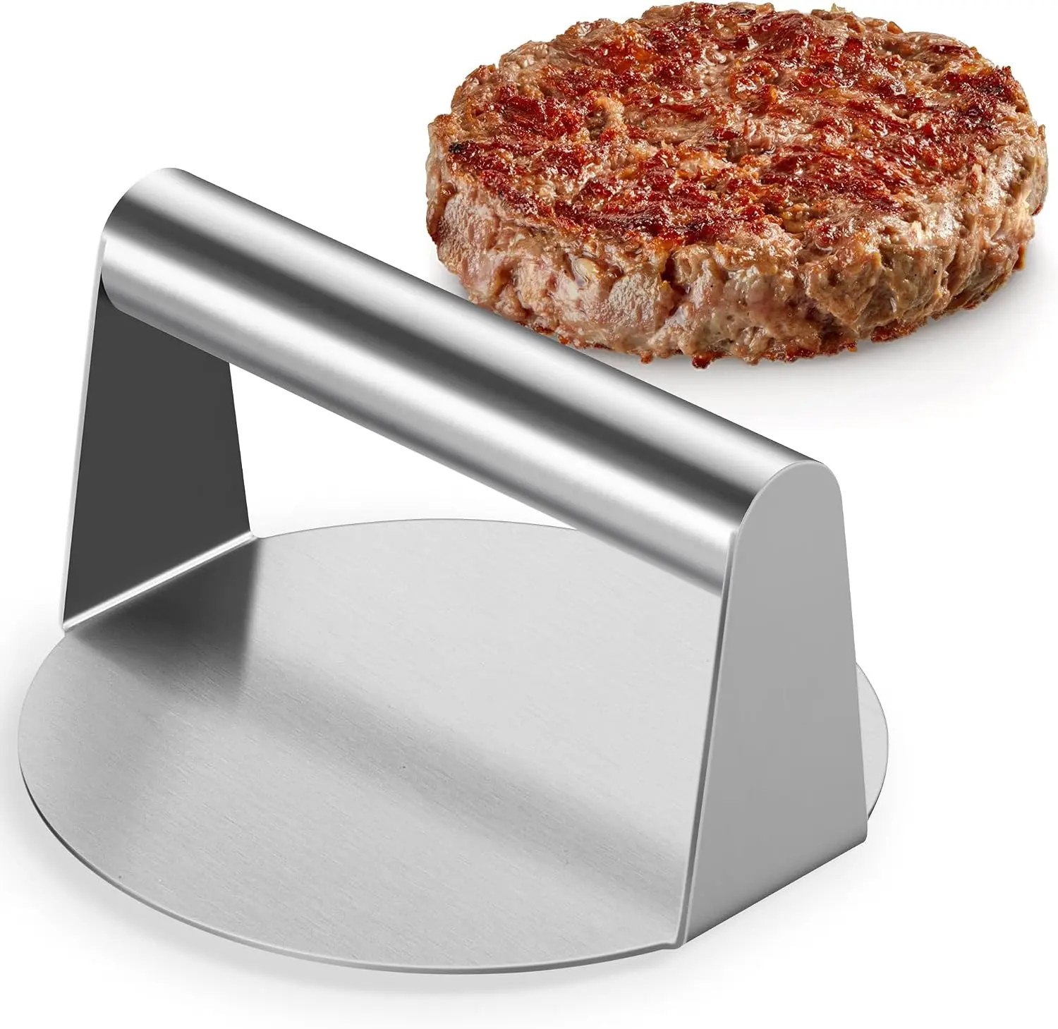 Stainless Steel Smash Burger Press, 5.5 Inch Round Burger Smasher for Griddle and Blackstone Grill, Rustproof Bacon Press, Dishwasher Safe