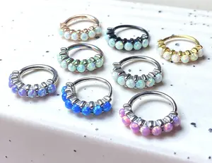1pc Bendable 7 Opal Hoop Ring Nose Eyebrow Cartilage Rook Daith Helix Tragus