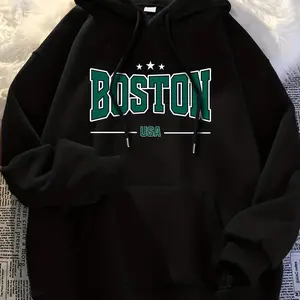Hooded Sweatshirt Casual BOSTON Casual Daily Wear Tee For Men & Women, Apparel Made In The USA