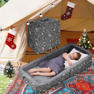 Toddler Floor Bed, Toddler Travel Bed for 3-6, Foldable Portable Toddlers Beds for Home/Playing/Nap/Hotel, Kids Floor Crib with Washable Cloth Cover, Toddlers Cots for Kids Sleeping, Charcoal
