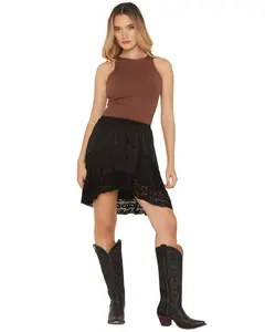 Wild Moss Women's Lace Trim Slip Mini Skirt - Ima5982-W1351