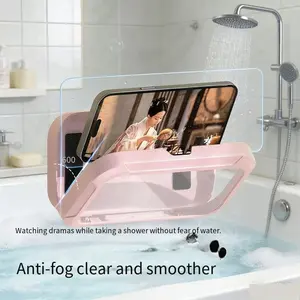 Mobile phone waterproof box, shower, bathroom, anti fog, no punching, wall hanging, drama watching, lazy person's storage, rotatable phone holder, waterproof, Adjustable Phone Stand, Rotating Phone Stand