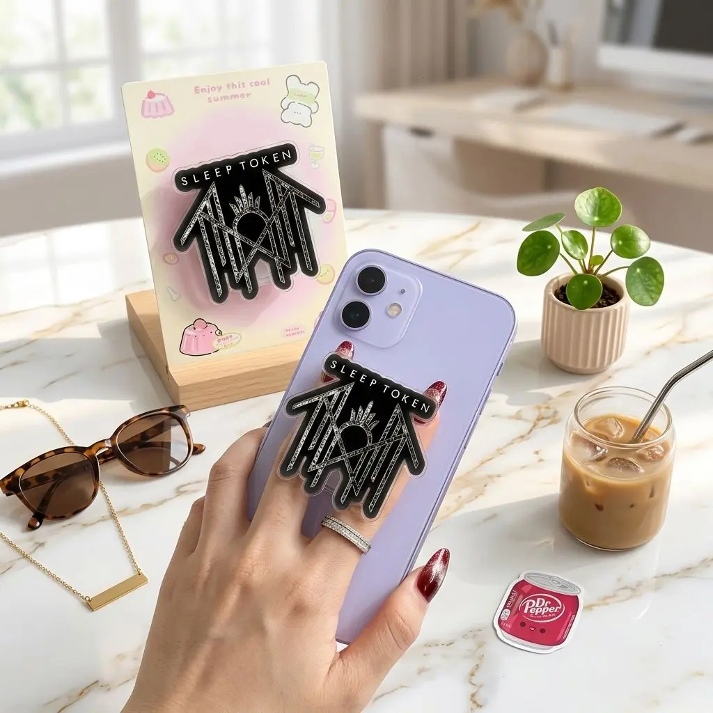 Sleep Token Gothic Book Stack Phone Grip, Dark Aesthetic Cute Edgy Holder Stand, Universal Mobile Support For Teens Music Fans Case Accessory