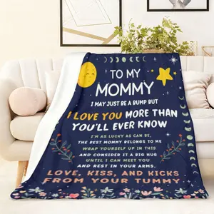 270G Fleece Blanket Pregnancy Memorial Gift for Mom Baby Bump Interactive Fetal Message Throw Soft Warm Maternity Keepsake Newborn Welcome Present Pregnant Women Comforting Cover Blanket Mother to Be S