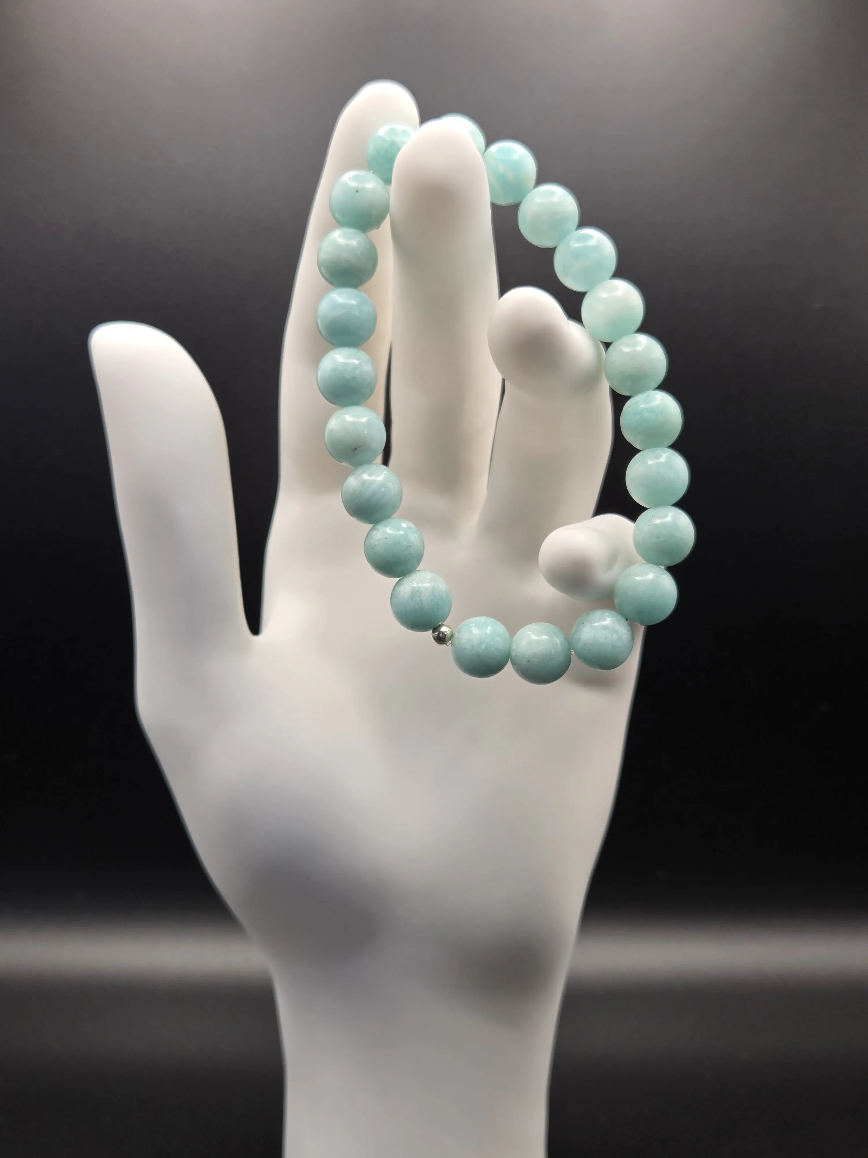 Amazonite Crystal Gemstone Bracelet, 8mm Beaded Stretch Bracelet, Handmade in Colorado