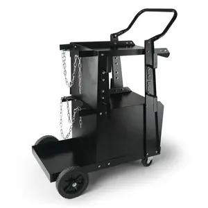 【Summervibes】VEVOR Welding Cart,  2-Tier Heavy Duty Welder Cart with Anti-Theft Lockable Cabinet, 265LBS Weight Capacity, 360° Swivel Wheels, Tank Storage Safety Chains, Welding Cabinet for TIG, ARC, Plasma Cutter