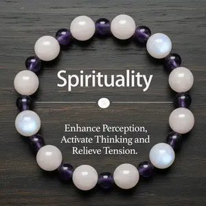 Moonstone & Amethyst - Crystal Bracelets For Women, Natural Crystal Beads Jewelry for Girlfriends, Christmas Gifts, Gifts for Mother's Day, Valentine's, Birthdays, Anniversaries