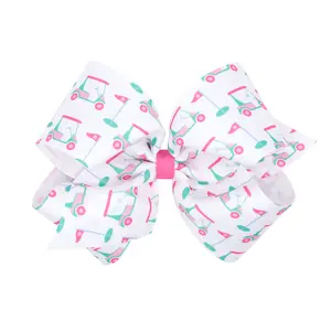 Golf Print Grosgrain Bow - Country Club Style Hair Accessory for Girls